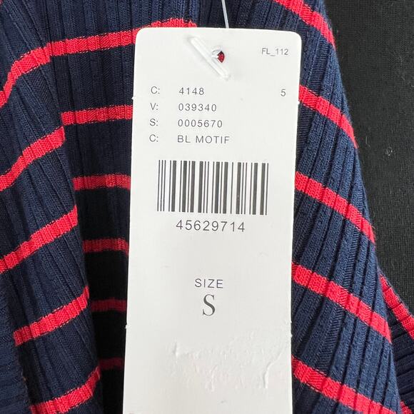 NWT Anthropologie Pure + Good Red & Navy Blue Striped Ribbed Shirt Half Sleeve S - Picture 7 of 7